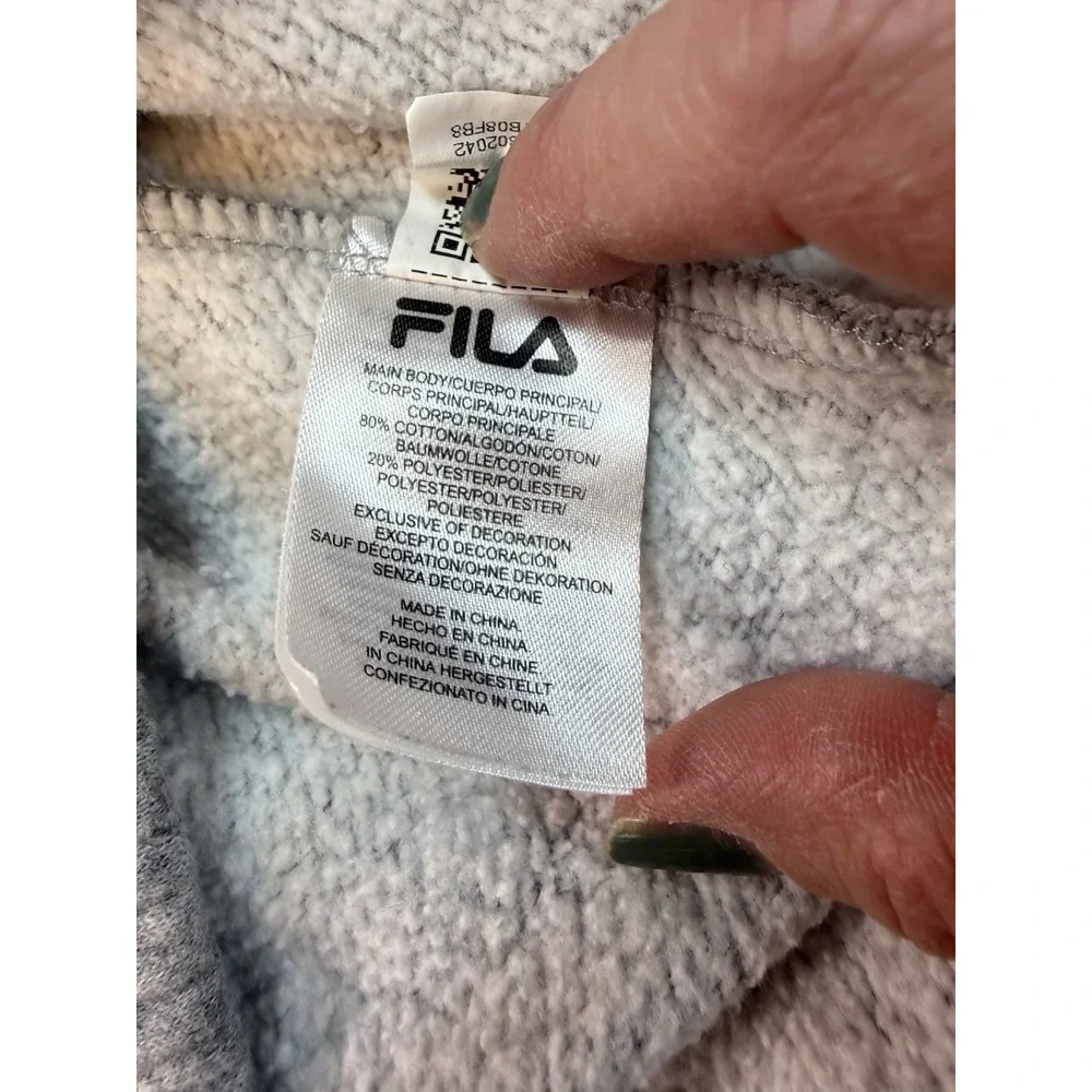 FILA Colorblock Quarter Zip Sweatshirt‎ Cropped Purple Gray White XL